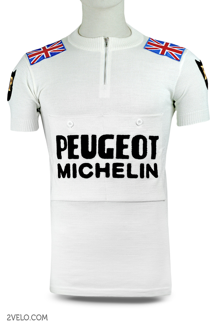 Peugeot BP Michelin White Vintage Cycling Jersey Set